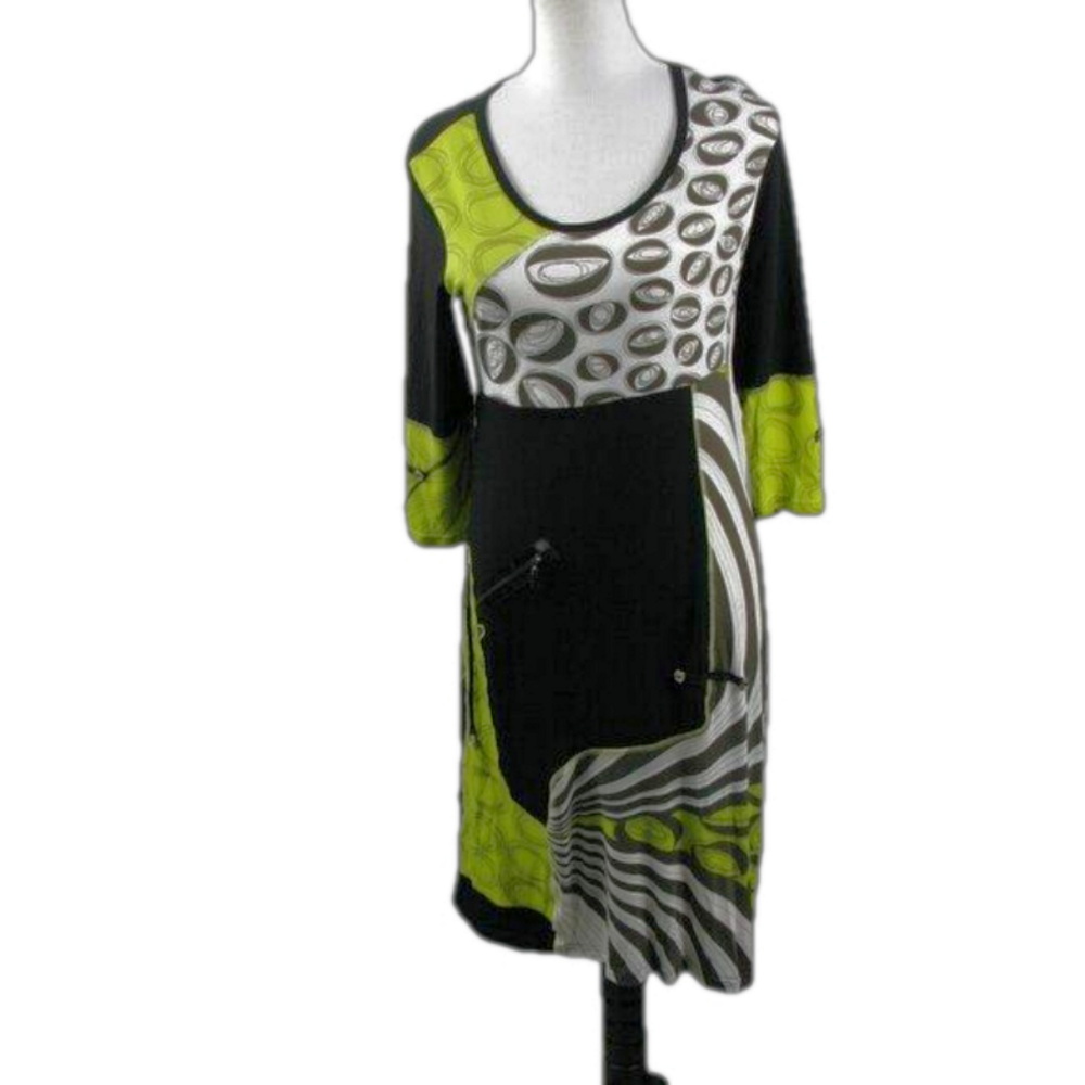 Linea Domani Abstract Print Midi Knit Dress Size Medium